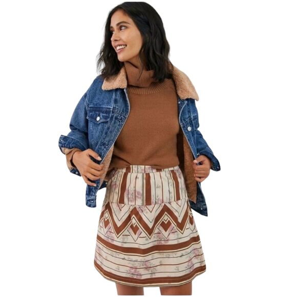 NWT XL Tiny Anthropologie Raleigh Cotton Mini Skirt Striped Aztec Southwestern - Picture 12 of 12
